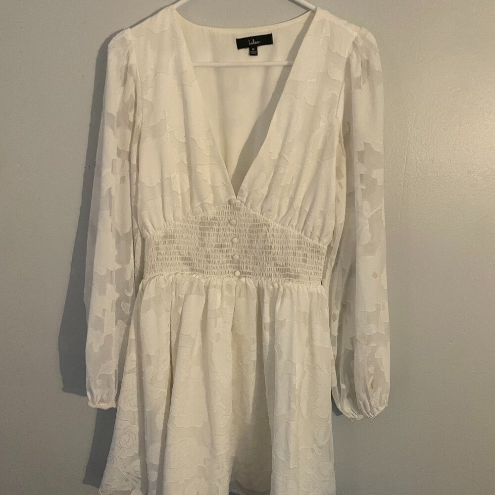 Lulus White Floral Dress - Long Sleeve - Medium